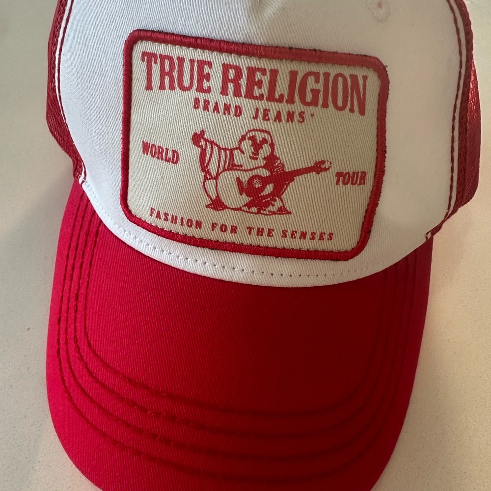 True Religion Red and White Trucker Hat